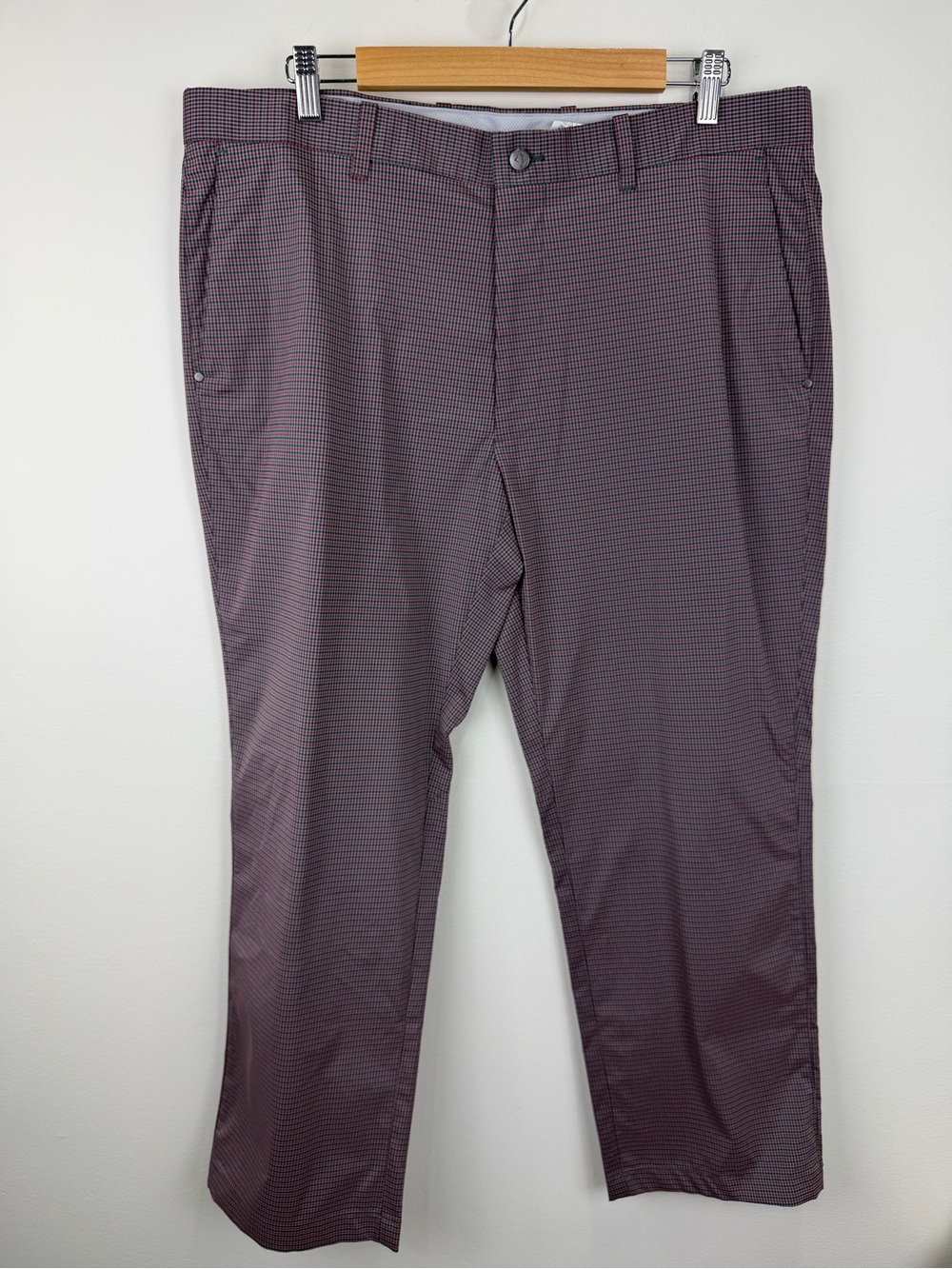 Callaway Opti-Dri Men’s Red Navy Micro Check Golf Pants 36x30 Stretch